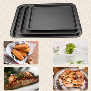 Carbon Steel Rectangle Plate Tray Non Stick Pizza Pan Cake Mold Baking Bakeware