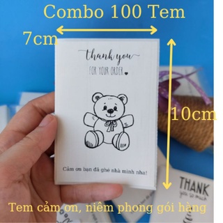 100 Tem Dán Thank You Dán Niêm Phong Dán Góc Gói Hàng Kích thước 100x70mm