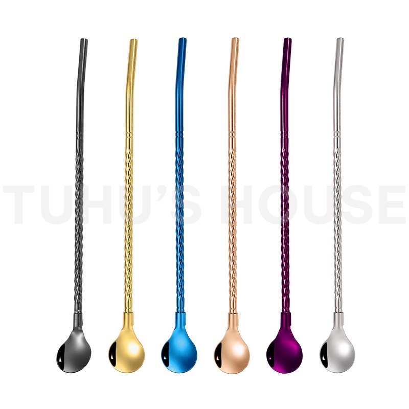 Ống hút inox 304 kèm muỗng tiện lợi LocknLock thìa kiêm ống hút nhiều màu vừa hút vừa khuấy - K-MALL