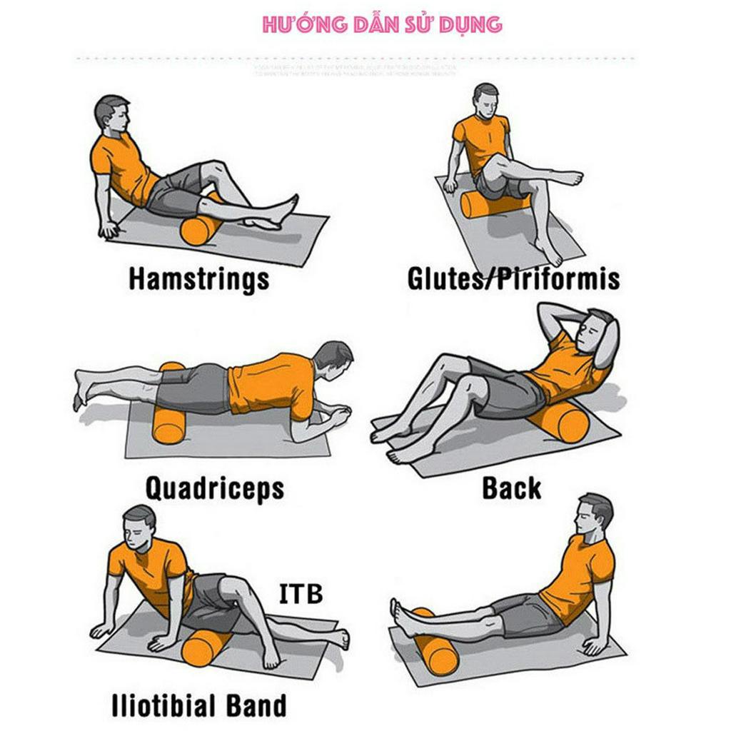 Ảnh [Loại Siêu Dài 45cm] Con Lăn Yoga Massage Foam Roller - Ống Trụ Lăn Xốp Tập Thể Thao Giãn Cơ Gai Nhọn Chính Hãng Amalife 1
