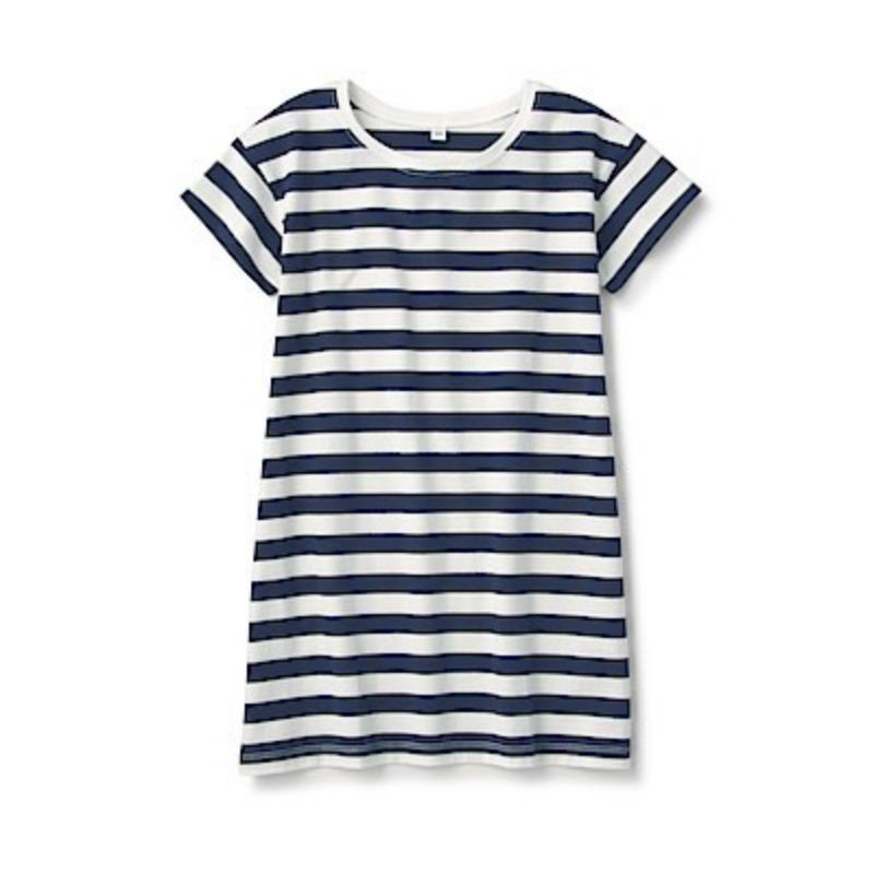 (Sale) Đầm thun sọc suông Muji - xuất dư bé gái (13-35kg)