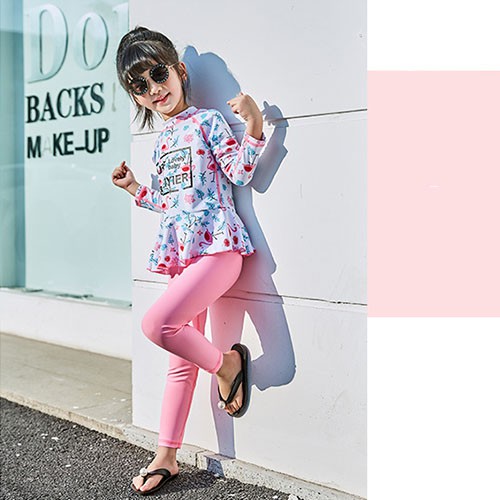 Đồ bơi trẻ em - áo bơi dài tay kèm quần dài hồng SPORTY SW1967
