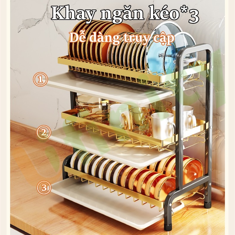 Lifinity Kệ Để Chén Bát Đĩa Đa Năng - Thép Carbon Cao Cấp Màu Vàng Đen Chịu Tải mạnh Ngoại Hình Đẹp