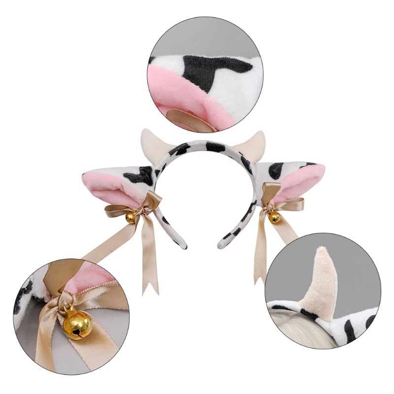 Dasbsug Cho Sáng Tạo Bò Sữa Sừng Tai Đầu Động Vật Cosplay Trang Phục Tóc Vòng Đảng P