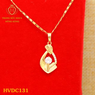 Dây Chuyền, Vòng Cổ Nữ Mặt Đính Đá Màu Trắng Xi Mạ Vàng Non Cao Cấp Trang Sức Hava Hong Kong