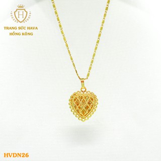 Dây Chuyền, Vòng Cổ Nữ Mặt Trái Tim Tình Yêu Xi Mạ Vàng Non Cao Cấp - Trang Sức Hava Hong Kong