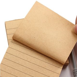 Xấp giấy note giấy ghi chú giấy Kraft màu nâu retro có dòng kẻ