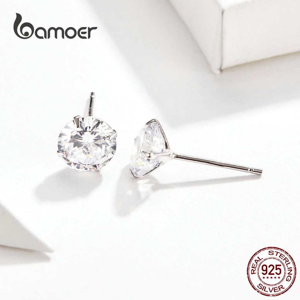 Bamoer Bông Tai bạc 925 Đính Đá Zircon 5 Màu bse166