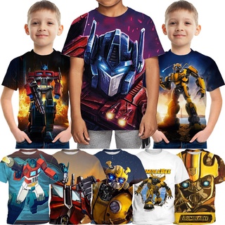 Transformers 3D In Trẻ Em 3-13 Tuổi Trẻ Em Áo Thun Tay Ngắn Hàng Ngày Áo Thun Thời Trang Bé Trai