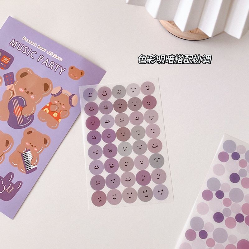 Sticker cute dán sổ mũ bảo hiểm điện thoại laptop trang trí sổ tay DIY bullet journal hình dán chấm bi dễ thương K49