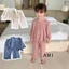Đồ bộ quần áo dài tay cho bé gái chất len tăm TB81 - Đồ bộ tăm gân viền bèo cánh tiên cho bé TB459