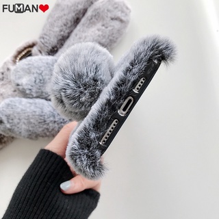 Ốp điện thoại Tpu mềm đính lông hình thỏ 3D thích hợp cho iPhone 13 Pro Max Mini XS Max X