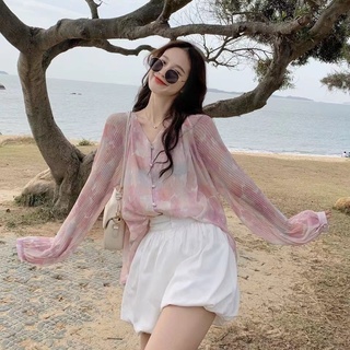 Áo Nữ Tay Dài Cổ Chữ V Họa Tiết Hoa Thời Trang Quyến Rũ