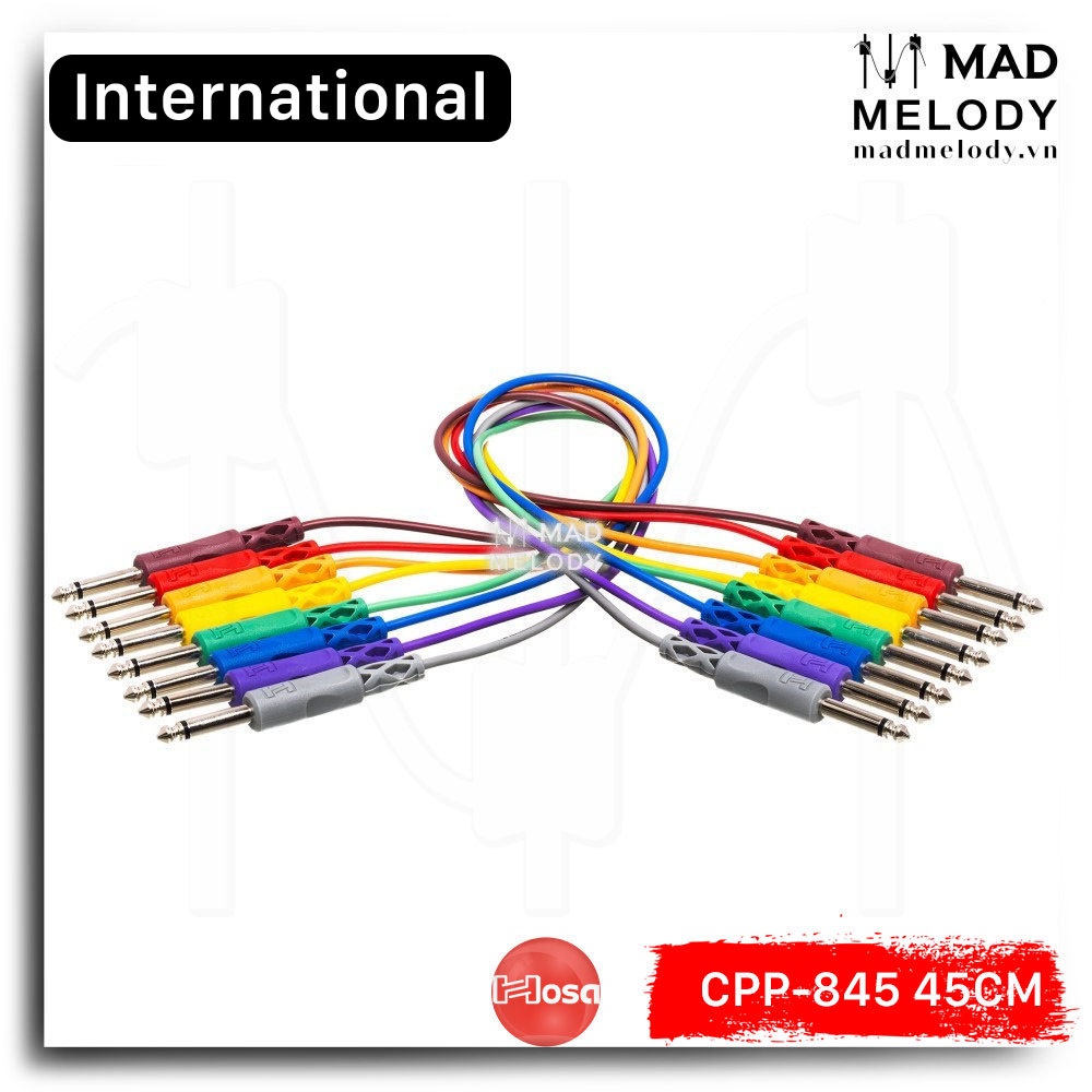 Hosa Unbalanced Patch Cables CPP845PATCH (8pcs x 45cm) (1/4in TS