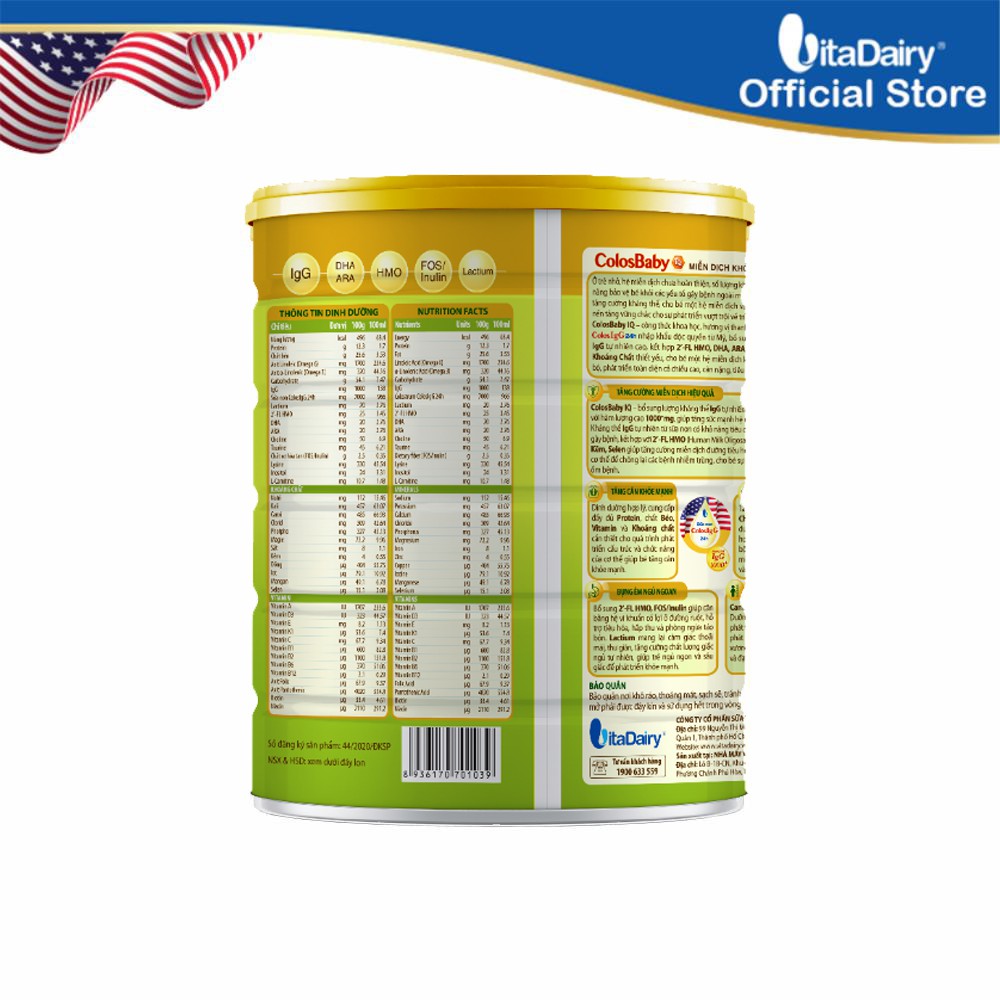Ảnh Sữa non Colosbaby IQ Gold 1+ 800g, sữa bột giúp phát triển trí não - VitaDairy 3