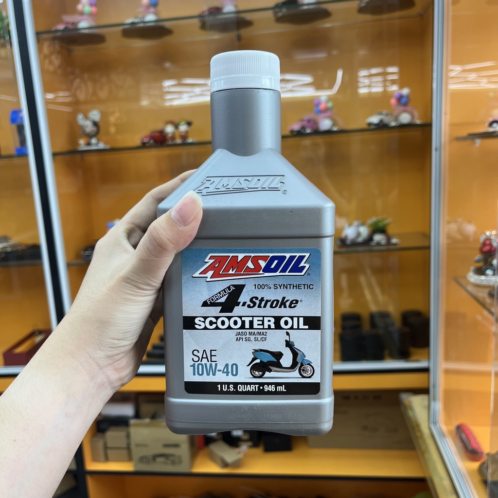 Nhớt Amsoil Scooter 4T 10W40 Cho Xe Tay Ga 946ML Tặng Láp Zeus Và Phễu