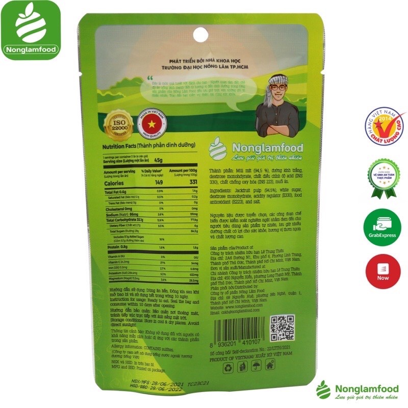 Mít sấy dẻo Nông Lâm Food  túi 45g.