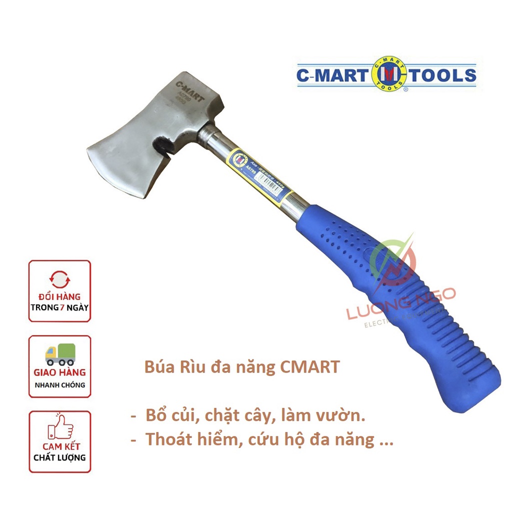 Búa Rìu đa năng cao cấp CMART bổ củi, chặt cây, làm vườn, thoát hiểm ...