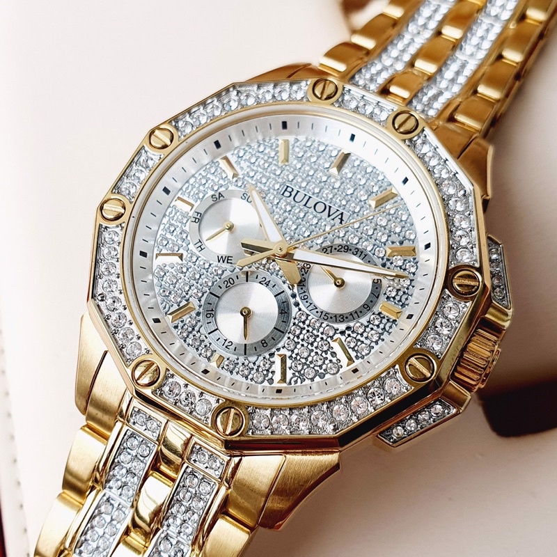 ĐỒNG HỒ NAM CHÍNH HÃNG Bulova 98C126 Quartz Demi Gold Case & Stainless ...