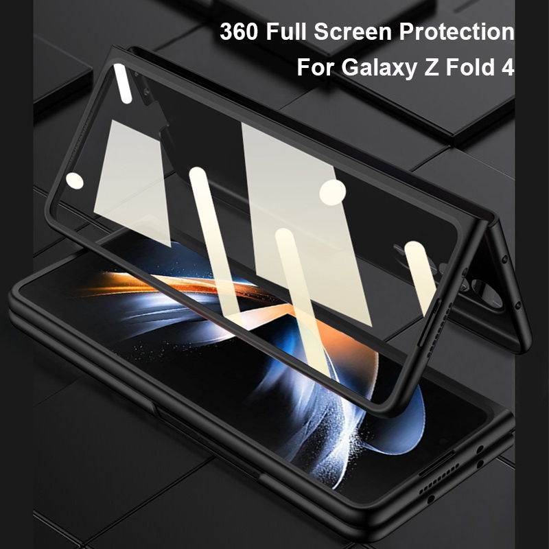 Ốp Điện Thoại Chống Sốc Z Fold 7 6 4 5G 360 Bảo Vệ Toàn Màn Hình Kính Cường Lực Cho Samsung Galaxy Fold 5 Matte PC Cover