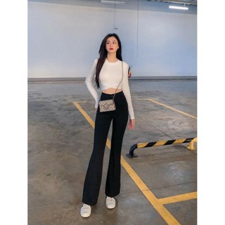 Quần loe cạp cao 2 cúc dáng dài⚡️ SANG CHẢNH ⚡️Ống loe, cạp cao,chất dày dặn