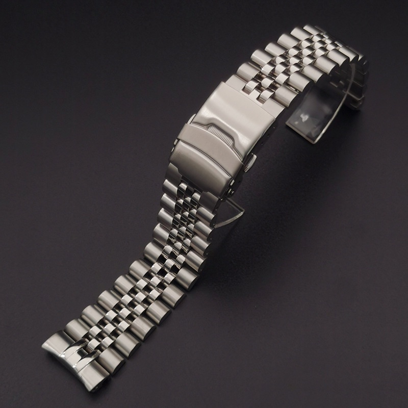 Dành cho Seiko PROSPEX SRP777 SSPA21 Đầu cong rắn 22mm Dây đeo đồng hồ bằng thép không gỉ Diver Jubilee Dây đồng hồ 2,5mm Thanh lò xo Dây đeo đồng hồ cuối vòng cung năm hạt Vòng tay nam