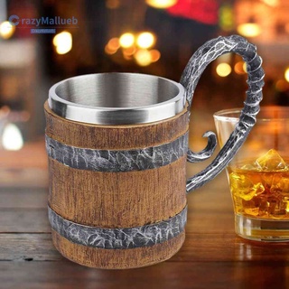Cốc Uống Bia / Cà Phê Bằng Thép Không Gỉ Hai Thùng Nhựa Resin Cổ Điển Trang Trí Quán Bar [Crazymallueb.V