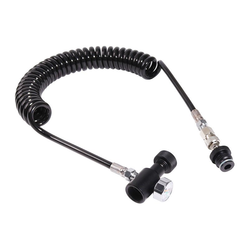 Ống cuộn từ xa Paintball Co2 Khí nén có kiểm tra trượt và đồng hồ đo khổ 3000psi
