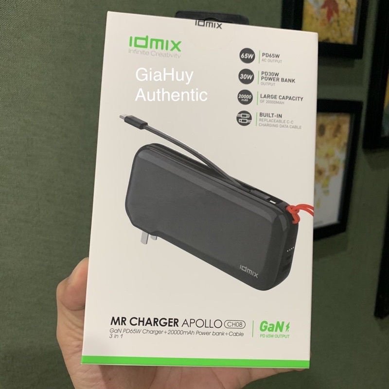 Sạc dự phòng 20000mAh PD 30W Kiêm Củ sạc tường IDMIX Mr Charger