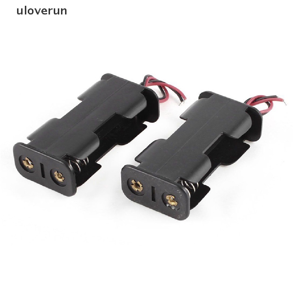 uloverun 1Pc Black Plastic Battery Holder Case w Wired for 2 x AA