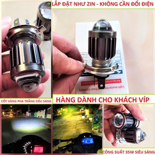 ĐÈN PHA LED SIÊU SÁNG XE MÁY 2 MÀU CỐT VÀNG PHA TRẮNG MẪU MỚI