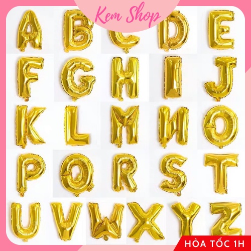 Bóng chữ cái màu vàng gold size 40cm trang trí sinh nhật, sự kiện - K121