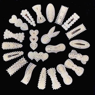 Combo 2 Kẹp nơ ruy băng, lụa/ kẹp trắng xinh xắn phong cách Hàn Quốc