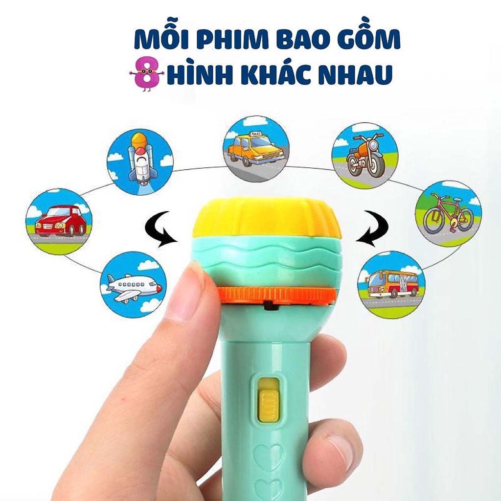 Đèn pin chiếu hình kể chuyện full bộ 80 hình đèn cho bé yêu