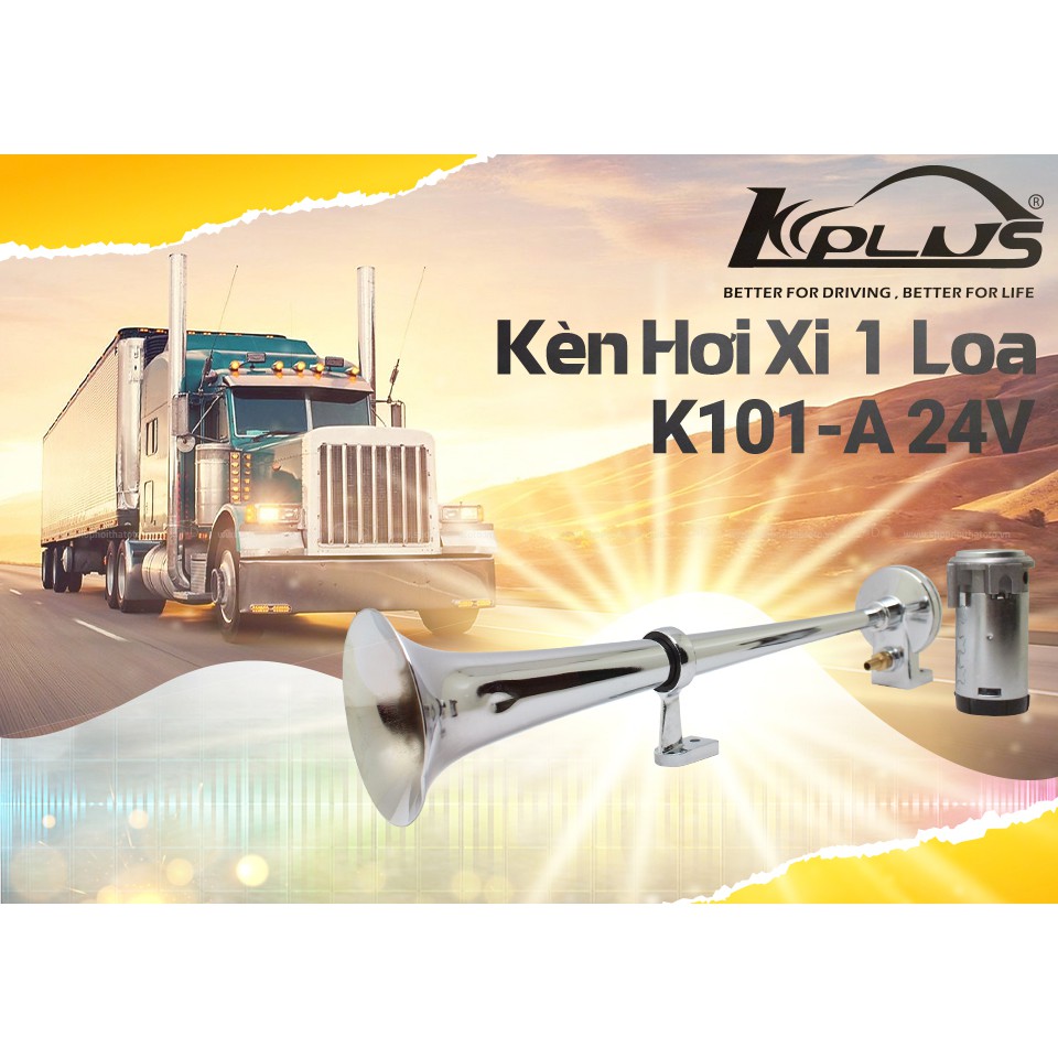 Kèn Hơi Xi 1 Loa KPLUS K101-A 24V (Rơ Le Và Mô Tơ)