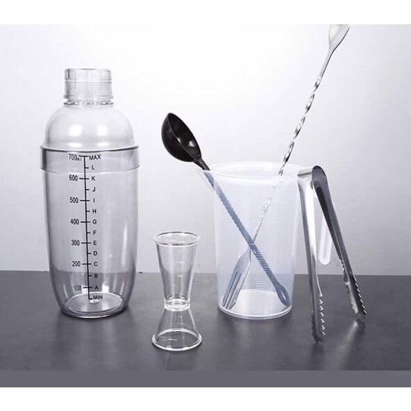 Bình lắc pha chế Shaker nhựa chia vạch đen Cao Cấp chất dày siêu bền 350ml - 500ml - 700m