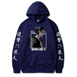 Áo Hoodie Tấn Công Titan Eren Yeager Anime In Hoodie Tay Dài Hip Hop Unisex Nỉ Nam Nữ Dạo Phố