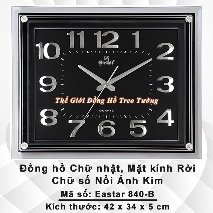 Đồng hồ Treo tường EASTAR KIM TRÔI Chữ Nhật Mặt Đen – Mặt Kính 3D ...