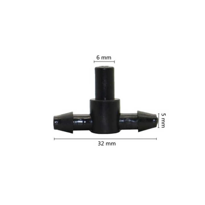 Bịch 100 cái - Tê Nối ống 6mm - 8mm gắn đầu béc phun sương, Loại 1 đầu trơn 2 đầu ngạnh