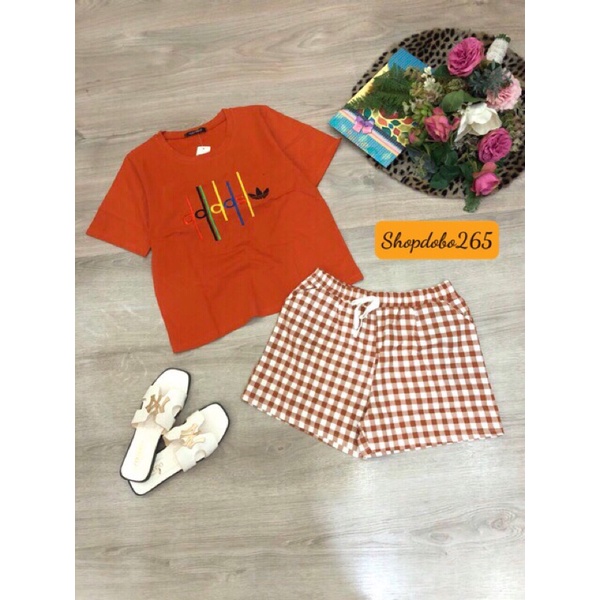 Set đồ nữ bộ nữ,đồ ngủ mặc nhà đùi thun phối kaki họa tiết siêu cute