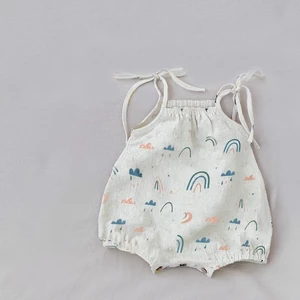 Đồ bộ body bé gái vải xô QATE757 - Đồ bộ sơ sinh cho bé gái quần áo 2 dây QATE908