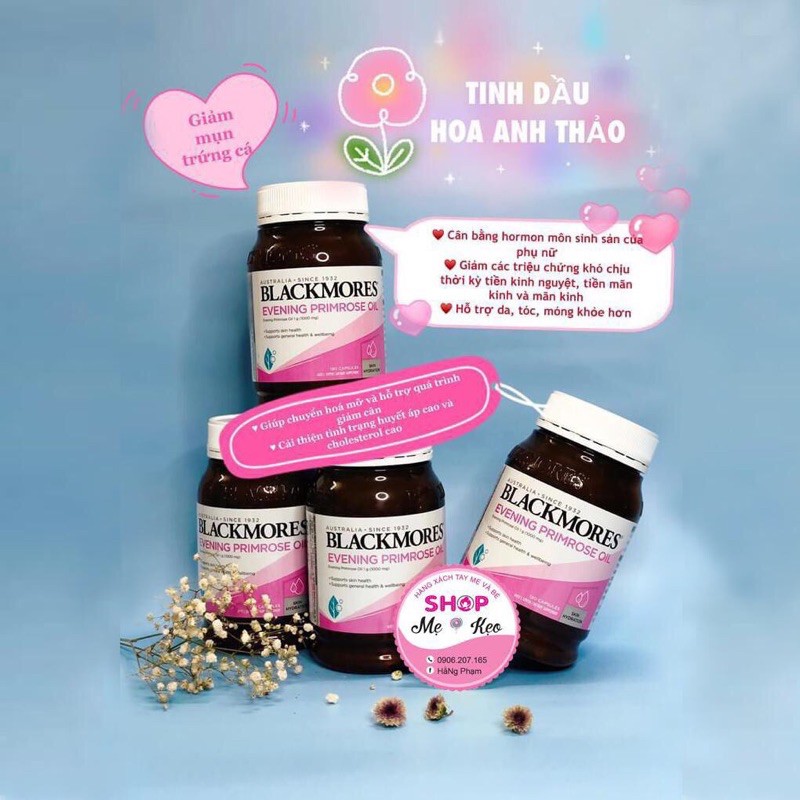 Tinh dầu hoa anh thảo Blackmores  evening primrose oil 1000mg 125 viên - 190viên