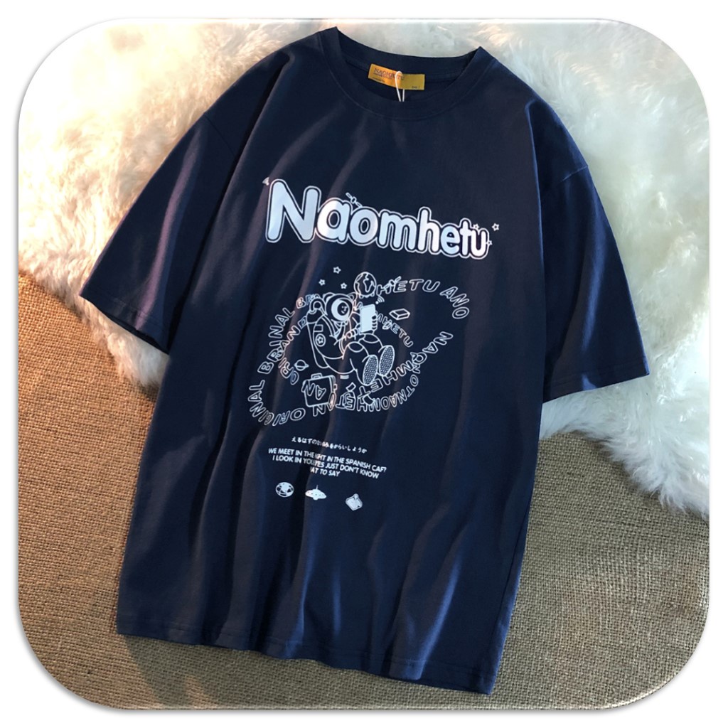 Áo thun nam HappyFamily màu xanh navy tay ngắn in hình vải cotton 100 cao cấp