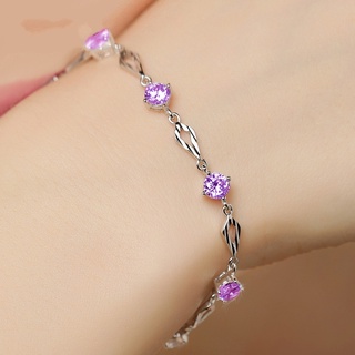 Vòng Tay Thạch Anh Tím Đính Kim Cương Nhân Tạo Có Thể Điều Chỉnh Được