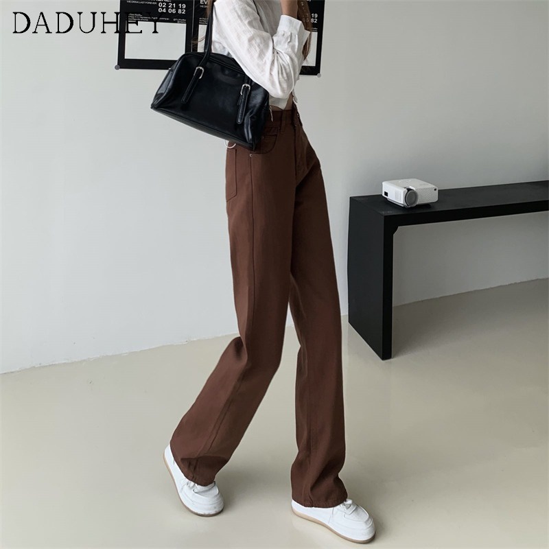 Ảnh Daduhey Quần jean ống rộng lưng cao thiết kế mới thời trang theo phong cách Hàn Quốc 4