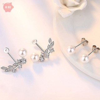 Bông tai ngọc đôi nạm đá nhân tạo chiếc lá BHBT126