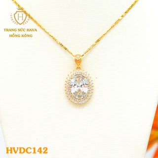 Dây Chuyền, Vòng Cổ Nữ Mặt Đính Đá Màu Trắng Xi Mạ Vàng Non Cao Cấp - Trang Sức Hava Hong Kong