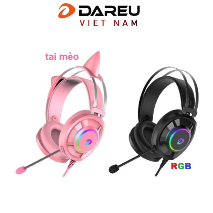 [Mã ELCL7 giảm 7% đơn 300K] Tai nghe Gaming Dareu EH469 Queen 7.1 RGB Led - Hồng Pink Có Tai Mèo