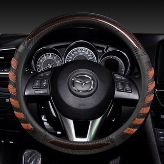 Sợi Carbon + Da Bọc Vô Lăng Ô Tô Chất Lượng Cao Cho Xe Mazda 3 bk bl bj bn 323 Axela 3 Thể Thao Phụ Kiện Ô Tô