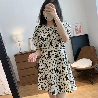 Đầm Chữ a Tay Phồng Dáng Rộng In Họa Tiết Thời Trang Mùa Hè Dành Cho Nữ